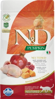 Корм Farmina N&D Adult Grain Free Neutered беззерновой для стерилизованных кошек тыква, перепёлка, гранат
