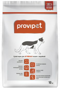 Корм Provipet для взрослых активных кошек с индейкой