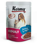 Паучи Karmy Adult Cat для взрослых кошек и котов с лососем в соусе
