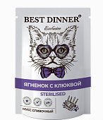 Паучи Best Dinner Exclusive Сливочный мусс для стерилизованных кошек. Ягненок с клюквой