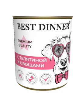 Консервы Best Dinner для собак. Меню №4 Телятина с овощами 340г