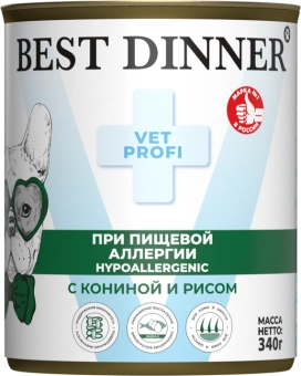 Консервы Best Dinner Vet Profi Exclusive Hypoallergenic для собак при пищевой аллергии с кониной и рисом 