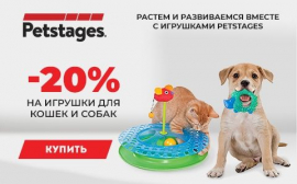 Скидка 20% на игрушки для собак марки Petstages!