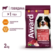 Корм Award для собак всех пород с говядиной и курицей с брокколи и черникой