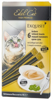 Лакомство Edel Cat для кошек. Крем-суп с птицей и печенью. Здоровая шерсть.