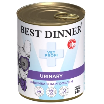 Банки Best Dinner Exclusive Urinary для собак с профилактикой мочекаменной болезни с индейкой и картофелем
