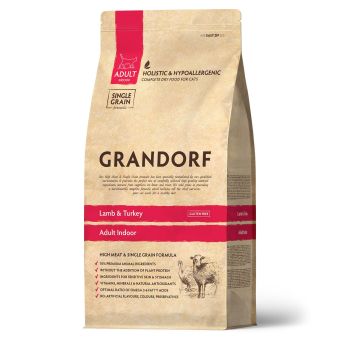 Корм Grandorf Adult Cat Lamb&Turkey Indoor для кошек с ягнёнком с индейкой, низкозерновой