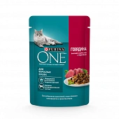 Паучи Purina One Adult Cat для взрослых кошек с говядиной и морковью