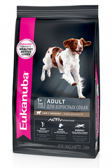 Корм Eukanuba Adult Dog All Breed для взрослых собак всех пород с ягнёнком