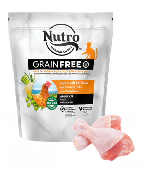 Корм Nutro Grain Free для кошек со свежей курицей и экстрактом розмарина
