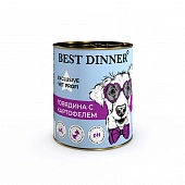 Банки Best Dinner Exclusive Urinary для собак с профилактикой мочекаменной болезни с говядиной и картофелем 340г