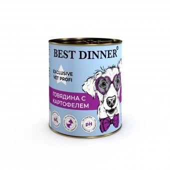 Банки Best Dinner Exclusive Urinary для собак с профилактикой мочекаменной болезни с говядиной и картофелем
