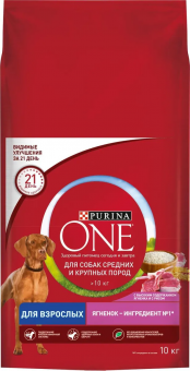 Сухой корм Purina ONE® для взрослых собак средних и крупных пород, с высоким содержанием ягненка и рисом