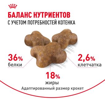 Royal Canin Kitten корм сухой сбалансированный для котят в период второй фазы роста до 12 месяцев