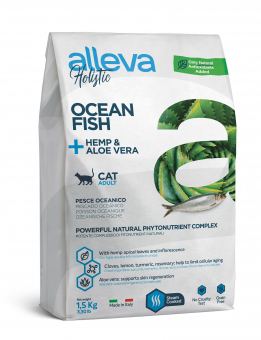 Корм Alleva Holistic Adult Cat Ocean Fish для взрослых кошек с океанической рыбой, коноплёй и алое вера