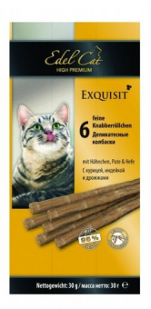 Лакомство Edel Cat для кошек. Жевательные колбаски с курицей, индейкой и дрожжами 3 колбаски