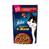 Влажный корм Felix Sensations для взрослых кошек с говядиной в желе с томатами Влажный корм Felix Sensations для взрослых кошек с говядиной в желе с томатами