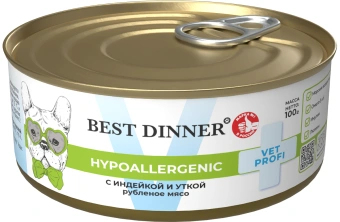 Консервы Best Dinner Vet Profi Exclusive Hypoallergenic для собак при пищевой аллергии с индейкой и уткой