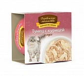 Банки Деревенские Лакомства Домашние Обеды для кошек с тунцом и курицей в соусе Банки Деревенские Лакомства Домашние Обеды для кошек с тунцом и курицей в соусе