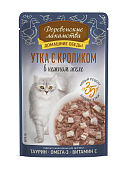 Паучи Деревенские Лакомства для кошек утка с кроликом в нежном желе
