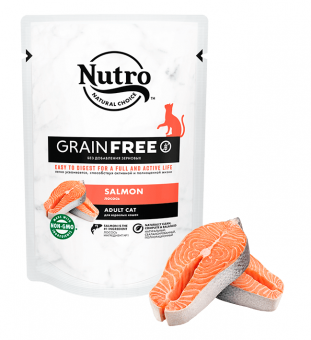 Паучи Nutro Grain Free Cat Salmon для взрослых кошек с лососем