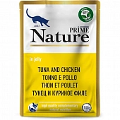 Паучи Prime Nature для кошек с тунцом и куриное филе в желе