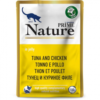 Паучи Prime Nature для кошек с тунцом и куриное филе в желе