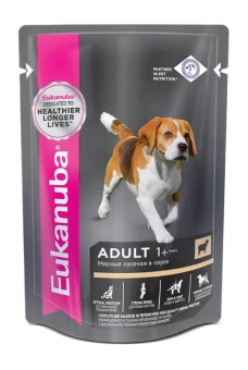 Корм для собак Eukanuba Adult All Breed влажный рацион с ягнёнком в соусе