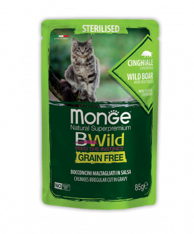 Паучи Monge BWild Grain Free для кошек с диким кабаном и овощами беззерновые