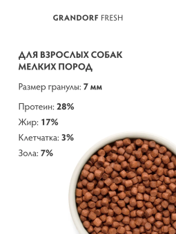 Корм Grandorf Fresh Dog Lamb Mini свежее мясо ягненка с бататом для взрослых собак мелких пород