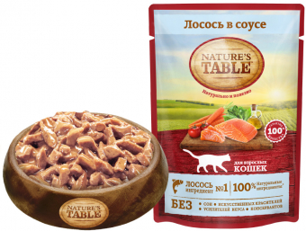 Паучи Nature's Table для взрослых кошек с лососем в соусе