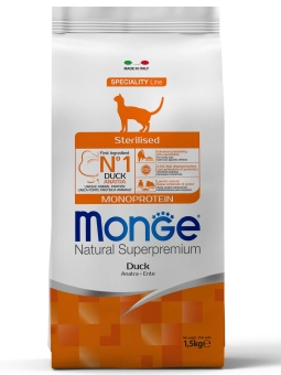 Корм Monge Cat Speciality Line Monoprotein Sterilised монопротеиновый для стерилизованных кошек из утки