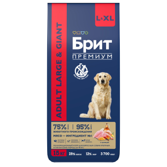 Корм Brit Premium Adult Large & Giant Dog для собак крупных и гигантских пород с курицей
