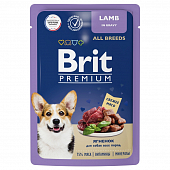 Паучи Brit Premium для взрослых собак всех пород с ягненком в соусе
