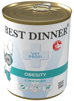 Банки Best Dinner Vet Profi Obesity для собак при для контроля избыточной массы тела с лососем