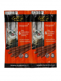Лакомство Edel Cat для кошек. Жевательные колбаски с ягненком и индейкой 6 колбасок