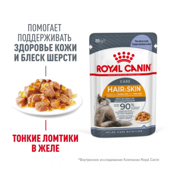 Royal Canin Hair & Skin Care корм консервированный для взрослых кошек в желе