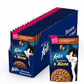Паучи Felix Sensations для кошек с курицей в желе с морковью Паучи Felix Sensations для кошек с курицей в желе с морковью