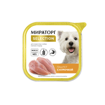 Упаковка ламистеров Мираторг Selection для мелких пород паштет с курочкой