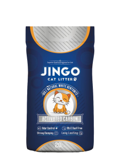 Наполнитель Jingo комкующийся для кошачьего туалета с активированным углём