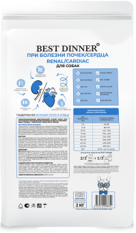 Корм Best Dinner Vet Profi Renal/Cardiac для собак при болезнях почек и заболеваниях сердца