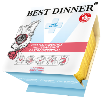 Ламистеры Best Dinner Vet Profi Gastrointestinal для кошек нежный паштет с курицей