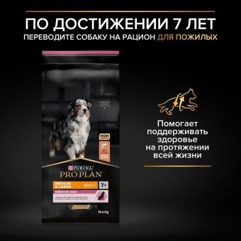 Сухой корм PRO PLAN® для взрослых собак средних пород с чувствительным пищеварением, с ягненком