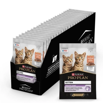 Влажный корм PRO PLAN® HEALTHY START® для котят, беременных и кормящих кошек, кусочки с лососем в соусе