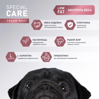 Корм Award Special Care Weight Control для взрослых собак всех пород для контроля веса со свежим мясом индейки