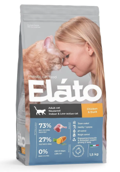 Корм Elato Holistic Adult Cat Neutered Indoor & Low-Active Cat для кастрированных котов с курицей