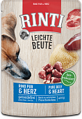 Паучи Rinti Leichte Beute для собак с говядиной и птичьими сердечками