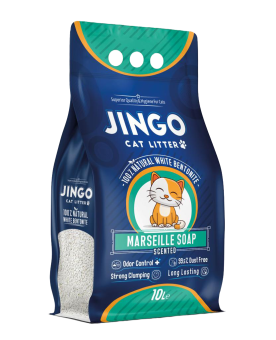 Наполнитель Jingo комкующийся для кошачьего туалета с ароматом марсельское мыло