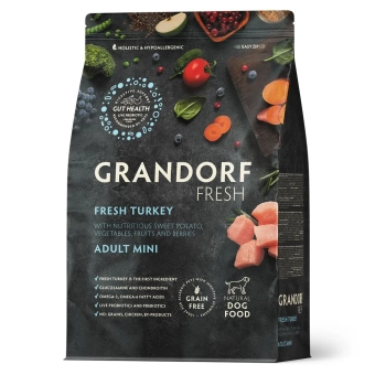Сухой корм Grandorf Fresh Mini Salmon & Sweet Potato, для собак мелких пород для здоровья кожи и шерсти, лосось и батат