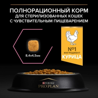 Сухой корм PRO PLAN® Sterilised Adult для стерилизованных кошек с чувствительным пищеварением, с курицей